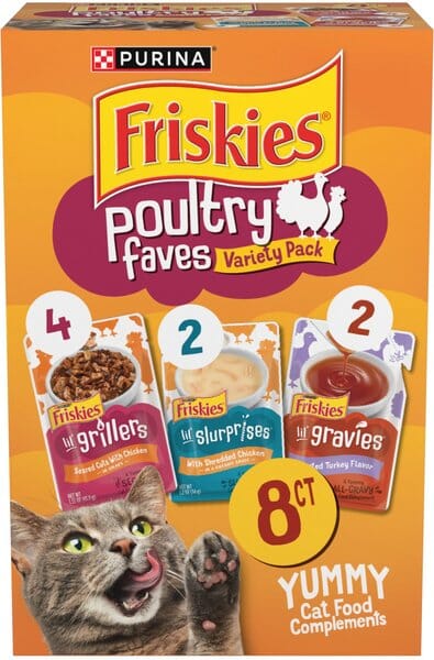 Purina Friskies Gravy Sensations Chicken Turkey and Beef in Gravy Wet Cat Food Pouch - Variety Pack - 3 Oz - Case of 12 - 2 Pack  