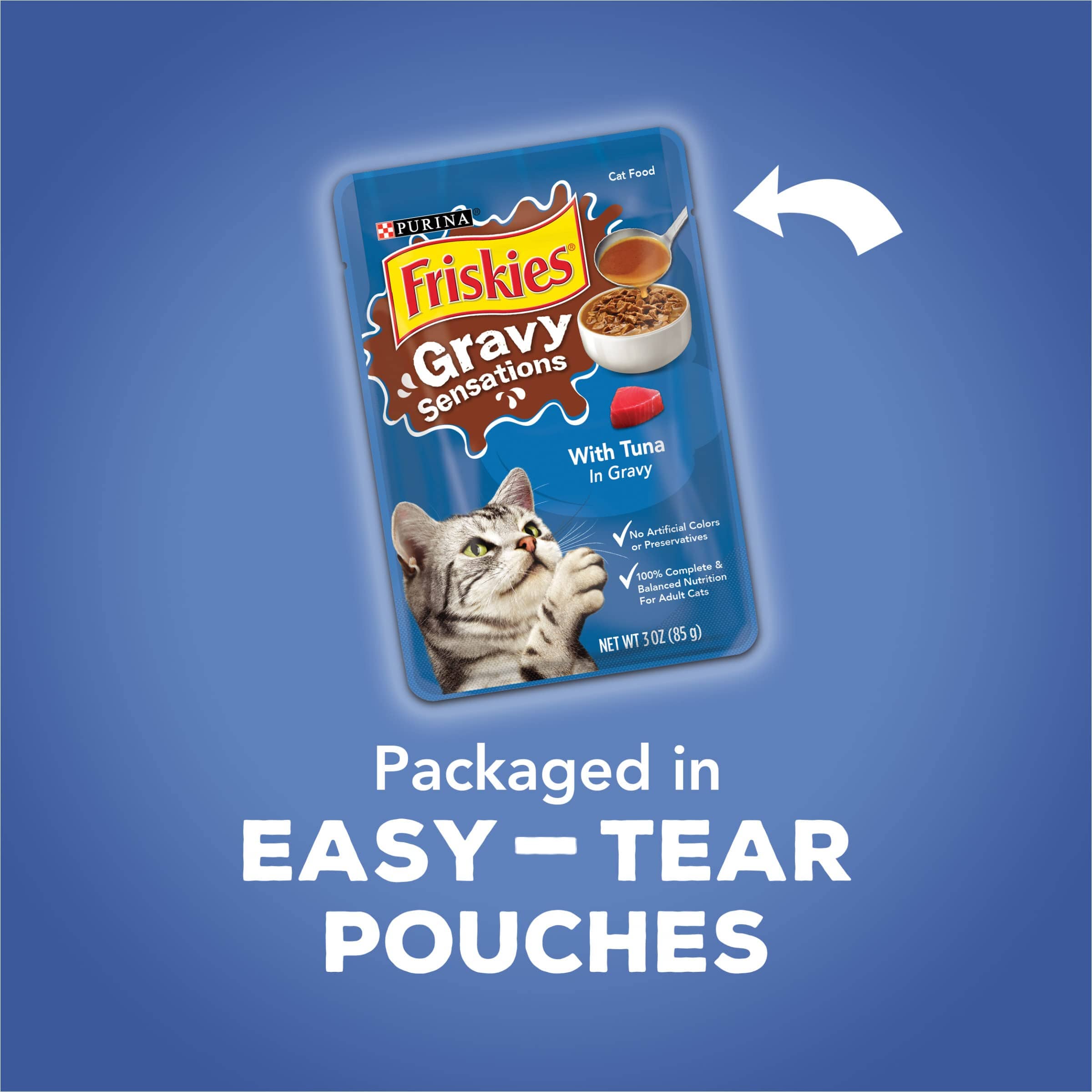 Purina Friskies Gravy Sensations Chicken Whitefish and Tuna Wet Cat Food Pouch - Variety Pack - 3 Oz - Case of 12 - 2 Pack  