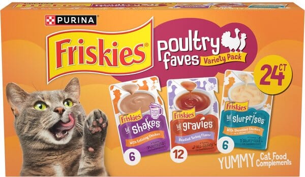 Purina Friskies Gravy Sensations Chicken Whitefish and Tuna Wet Cat Food Pouch - Variety Pack - 3 Oz - Case of 12 - 2 Pack  