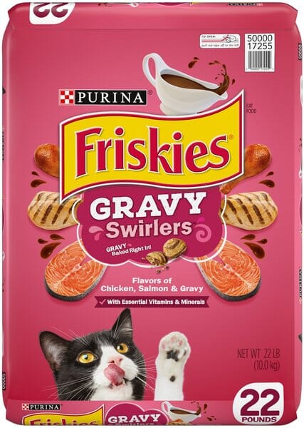 Purina Friskies Gravy Swirlers with Chicken Salmon and Dried Gravy Adult Dry Cat Food - 22 Lbs  