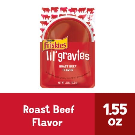 Purina Friskies Lil' Gravies Roast Beef Wet Cat Food Topper Pouch - 1.55 Oz - Case of 16  