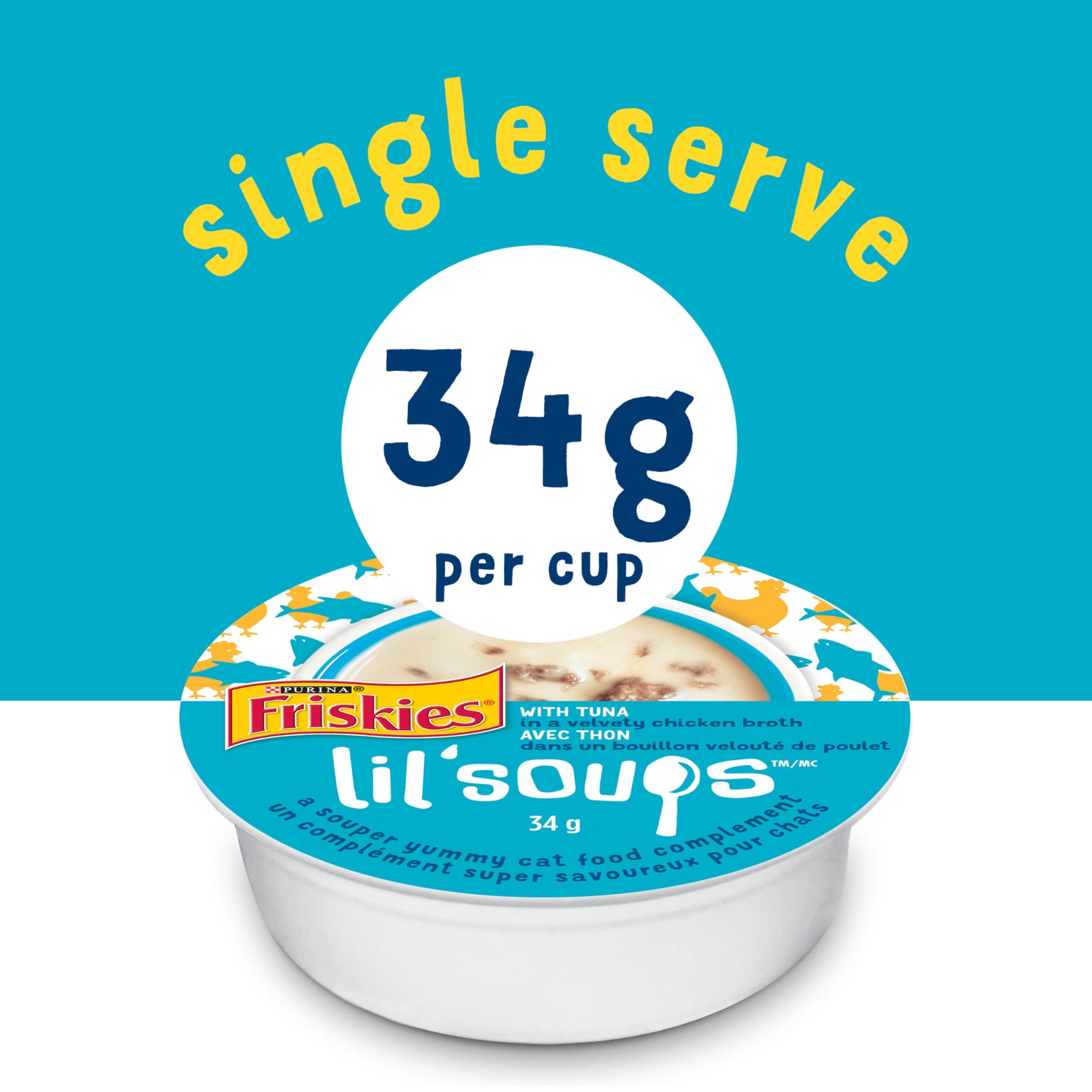 Purina Friskies Lil' Soups Compliments Grain-Free Skipjack Tuna in Broth Senior Wet Cat Food Topper or Treat - 1.2 Oz - Case of 8  