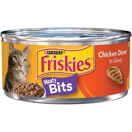 Purina Friskies Meaty Bits Chicken Dinner in Gravy Canned Cat Food - 5.5 Oz - Case of 24  