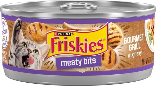 Purina Friskies Meaty Bits Gourmet Grilled Chicken in Gravy Canned Cat Food - 5.5 Oz - Case of 24