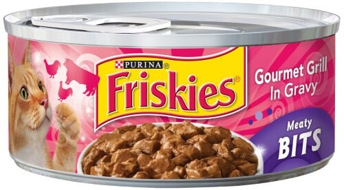 Purina Friskies Meaty Bits Gourmet Grilled Chicken in Gravy Canned Cat Food - 5.5 Oz - Case of 24  