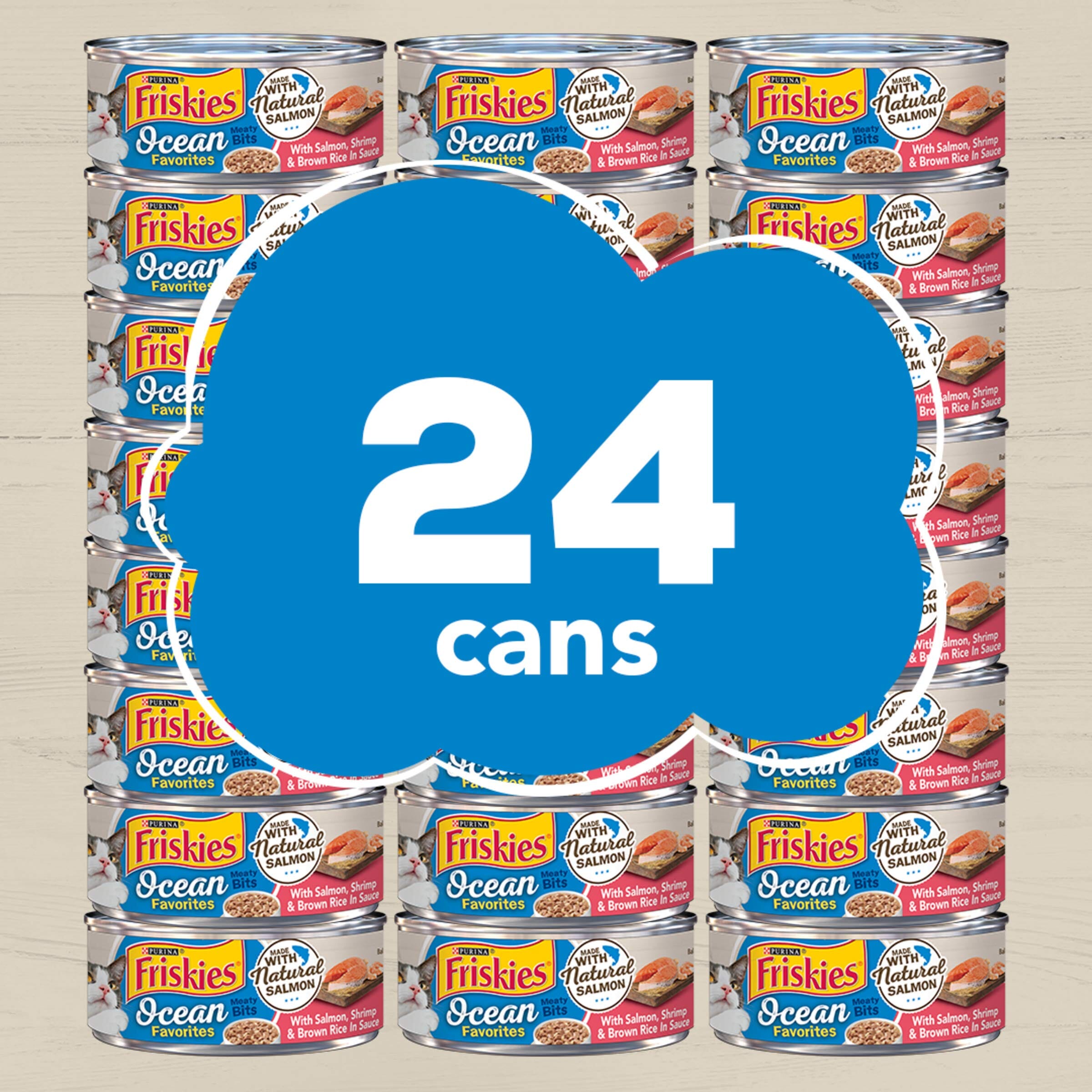 Purina Friskies Ocean Favorites Meaty Bits and Pate Salmon Tuna Seafood and Peas Canned Cat Food - Variety Pack - 5.5 Oz - 24 Count  