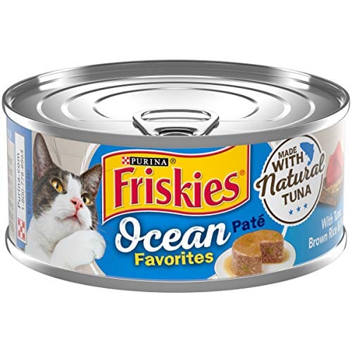 Purina Friskies Ocean Favorites Tuna Peas and Brown Rice Pate Canned Cat Food - 5.5 Oz - Case of 24  