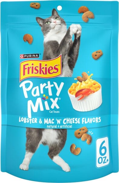 Purina Friskies Party Mix Lobster Mac and Cheese Crunchy Cat Treats - 6 Oz - Case of 6