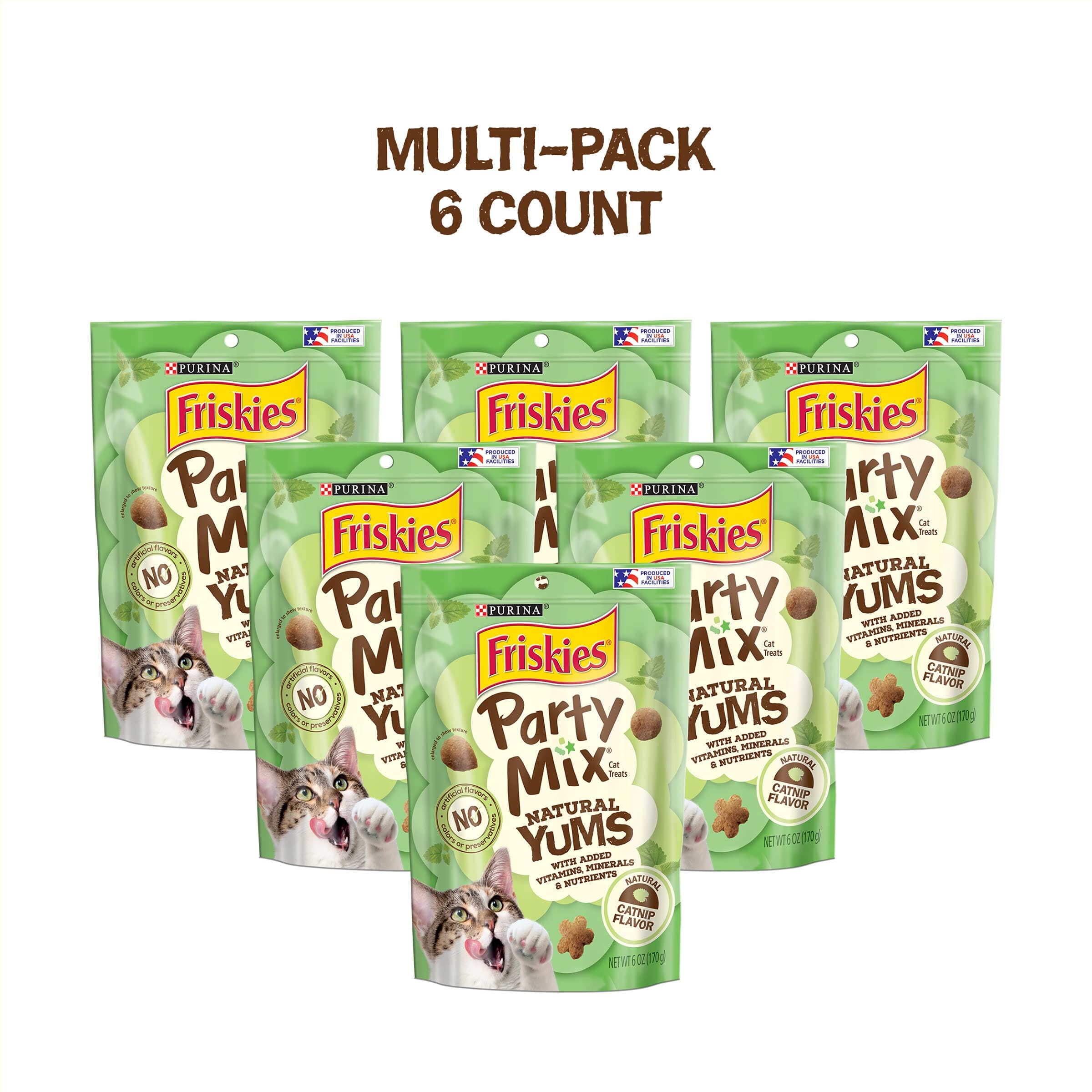 Purina Friskies Party Mix Natural Yums Chicken with Catnip and Vitamins Crunchy Cat Treats - 20 Ounce - Case of 3  