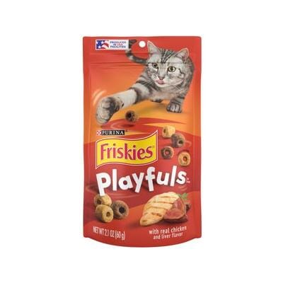 Purina Friskies Playfuls Chicken and Liver Crunchy Cat Treats - 2.1 Oz - Case of 10