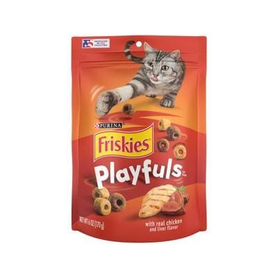 Purina Friskies Playfuls Chicken and Liver Crunchy Cat Treats - 6 Oz - Case of 6