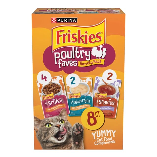 Purina Friskies Poultry Faves Lil' Grillers Lil' Gravies Lil' Slurpies Wet Cat Food or Toppers - Variety Pack - 8 Pack - Case of 8 Default Title