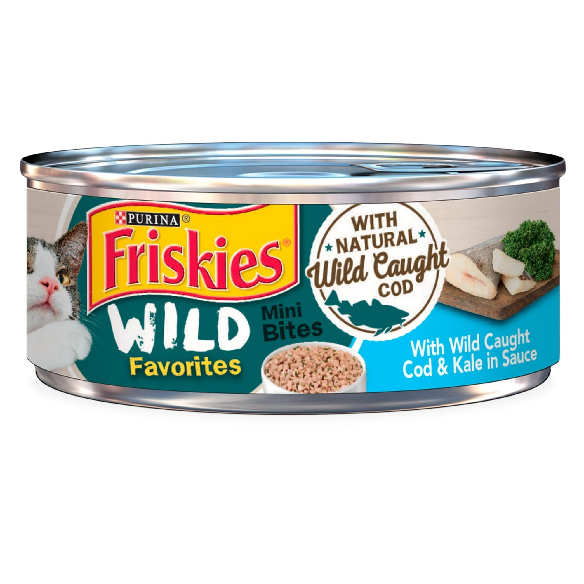 Purina Friskies Wild Favorites Mini Bites Wild-Caught Cod and Kale Canned Cat Food - 5.5 Oz - Case of 24