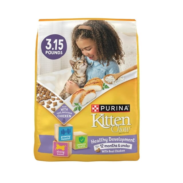 Purina Kitten Chow Nurture High-Protein Muscle and Brain Chicken with Minerals Dry Cat Food - 3.15 Lbs - Case of 4