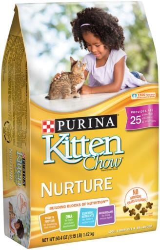 Purina Kitten Chow Nurture High-Protein Muscle and Brain Chicken with Minerals Dry Cat Food - 3.15 Lbs - Case of 4  