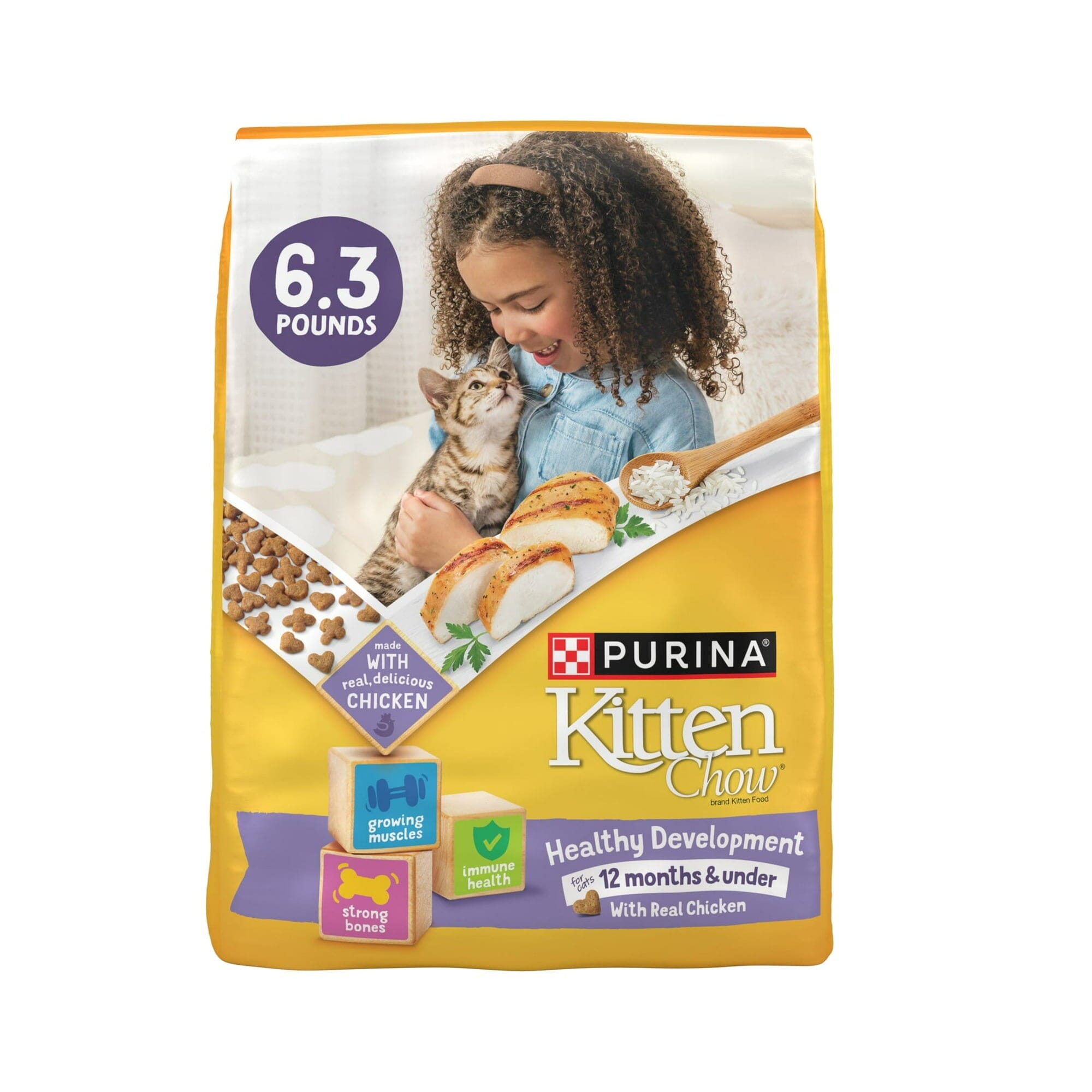 Purina Kitten Chow Nurture High-Protein Muscle and Brain Chicken with Minerals Dry Cat Food - 6.3 Lbs - Case of 4