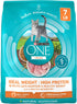 Purina One + Plus Ideal Weight and High-Protein Turkey Dry Cat Food - 7 Lbs - Case of 4