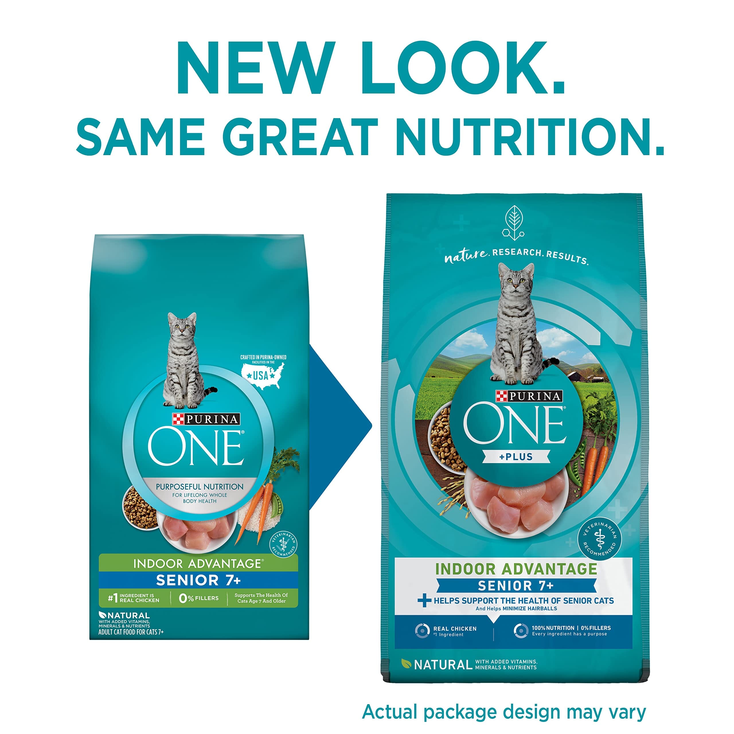 Purina One + Plus Indoor High-Protein Natural Senior 7+ Adult Dry Cat Food - 3.5 Lbs - Case of 4  