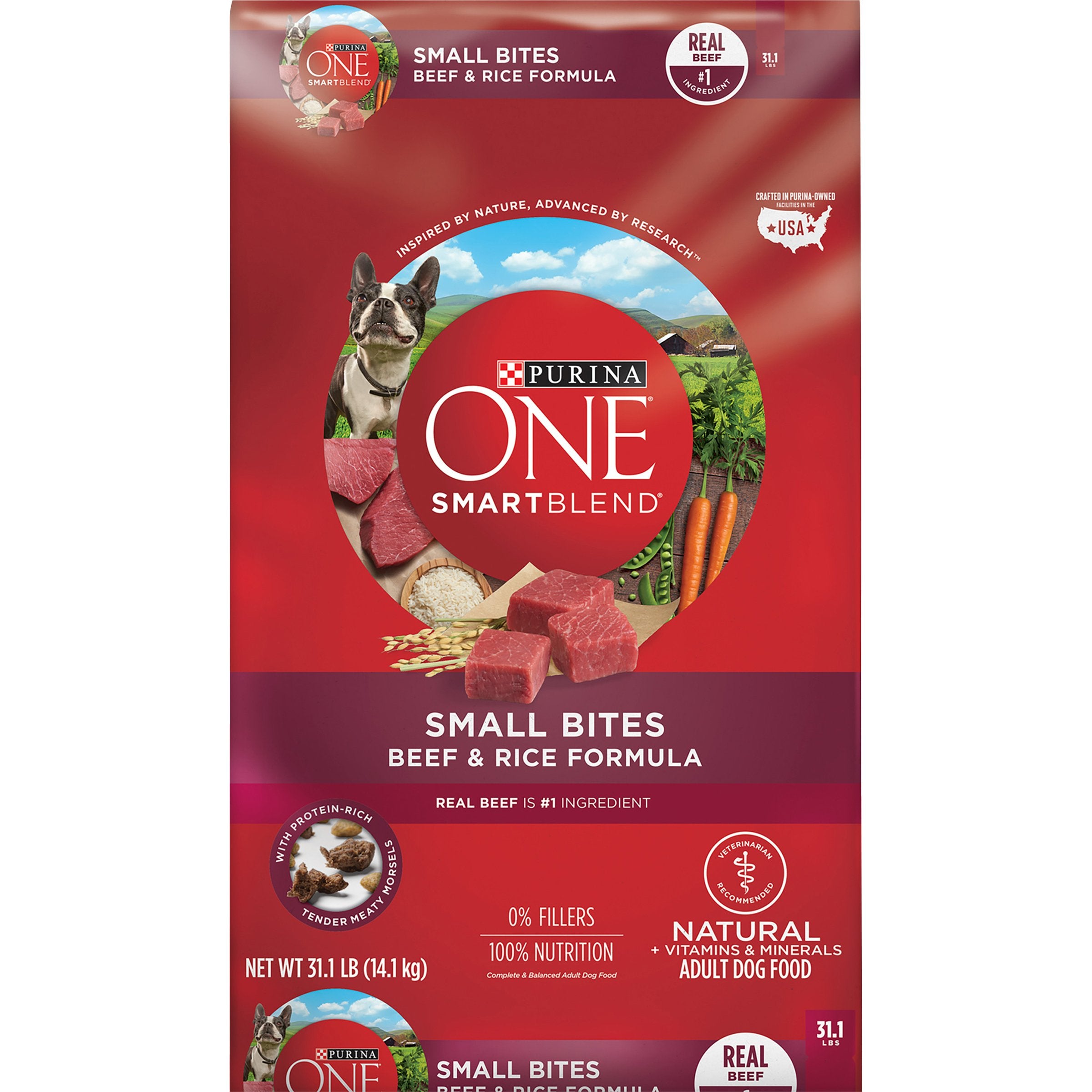 Purina ONE Small Bites High-Protein Beef and Rice Formula with Vitamins Dry Dog Food 31.1 Pounds