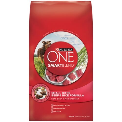 Purina ONE Small Bites High-Protein Beef and Rice Formula with Vitamins Dry Dog Food - 8 Lbs - Case of 4 Default Title