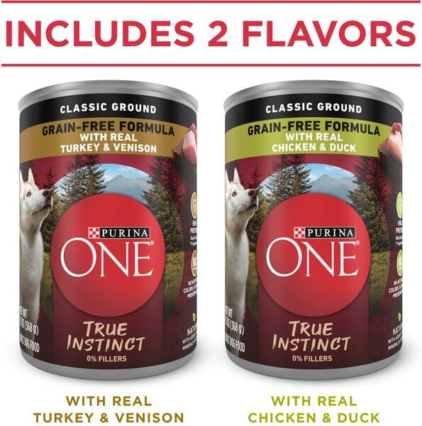 Purina One SmartBlend Turkey Chicken and Chicken Duck Canned Dog Food - Variety Pack - 13 Oz - 12 Count