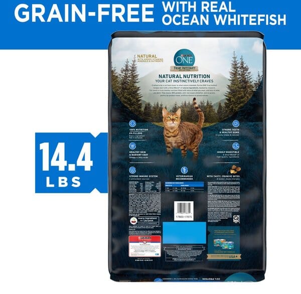 Purina One True Instinct Grain-Free Purposeful Nutrition Ocean Whitefish Dry Cat Food - 14.4 Lbs