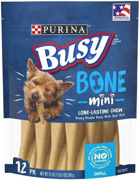 Purina Original Busy Bone with Real Meat Pork Hard Chews Dog Treats - Mini - 21 Oz - Case of 4