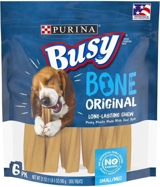 Purina Original Busy Bone with Real Meat Pork Hard Chews Dog Treats - Small/Medium - 21 Oz - Case of 4