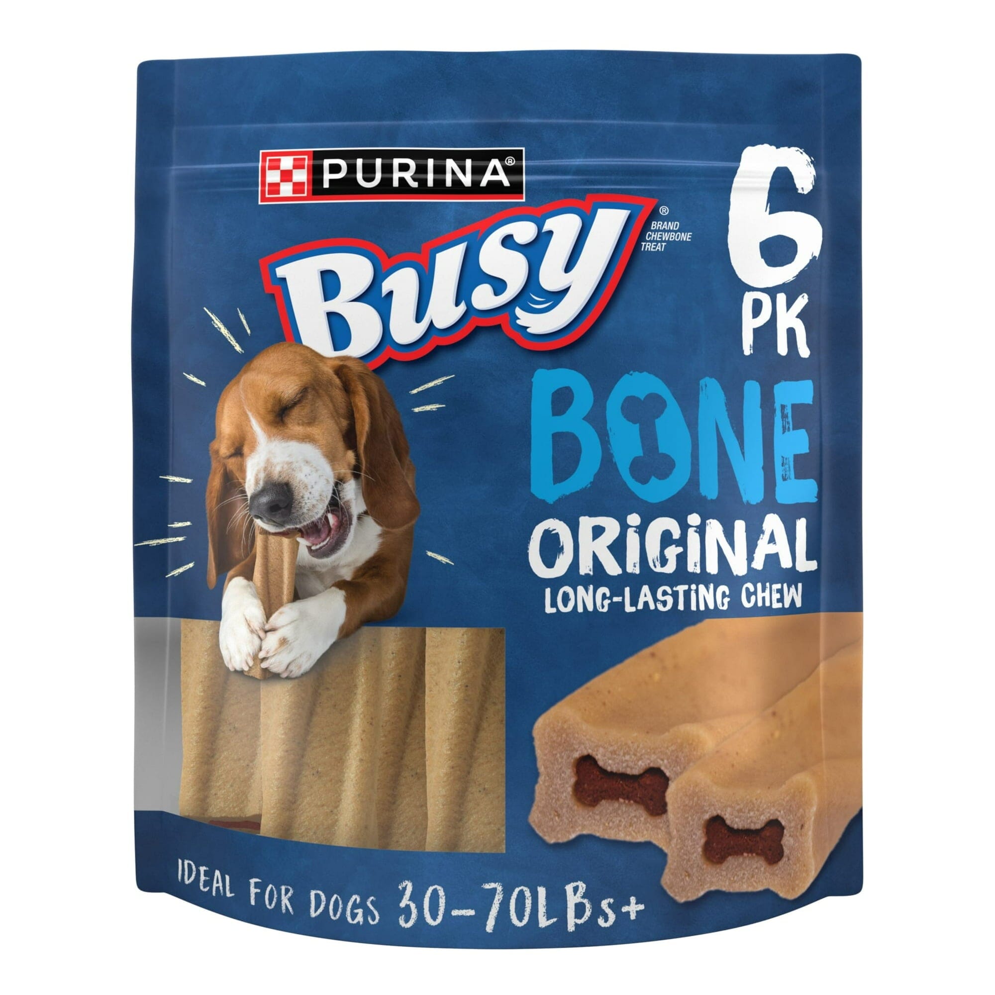 Purina Original Busy Bone with Real Meat Pork Hard Chews Dog Treats - Small/Medium - 21 Oz - Case of 4