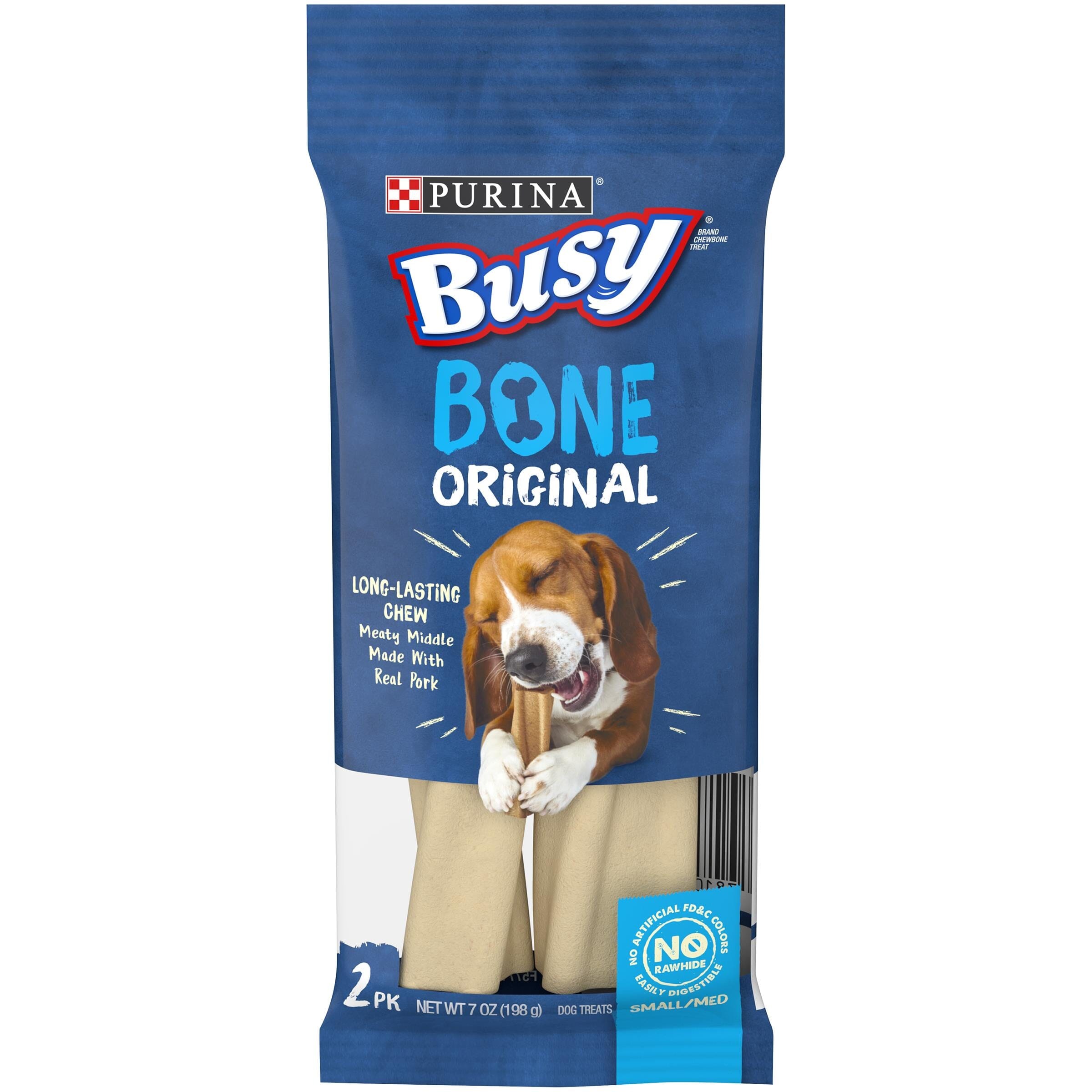 Purina Original Busy Bone with Real Meat Pork Hard Chews Dog Treats - Small/Medium - 7 Oz - Case of 6  