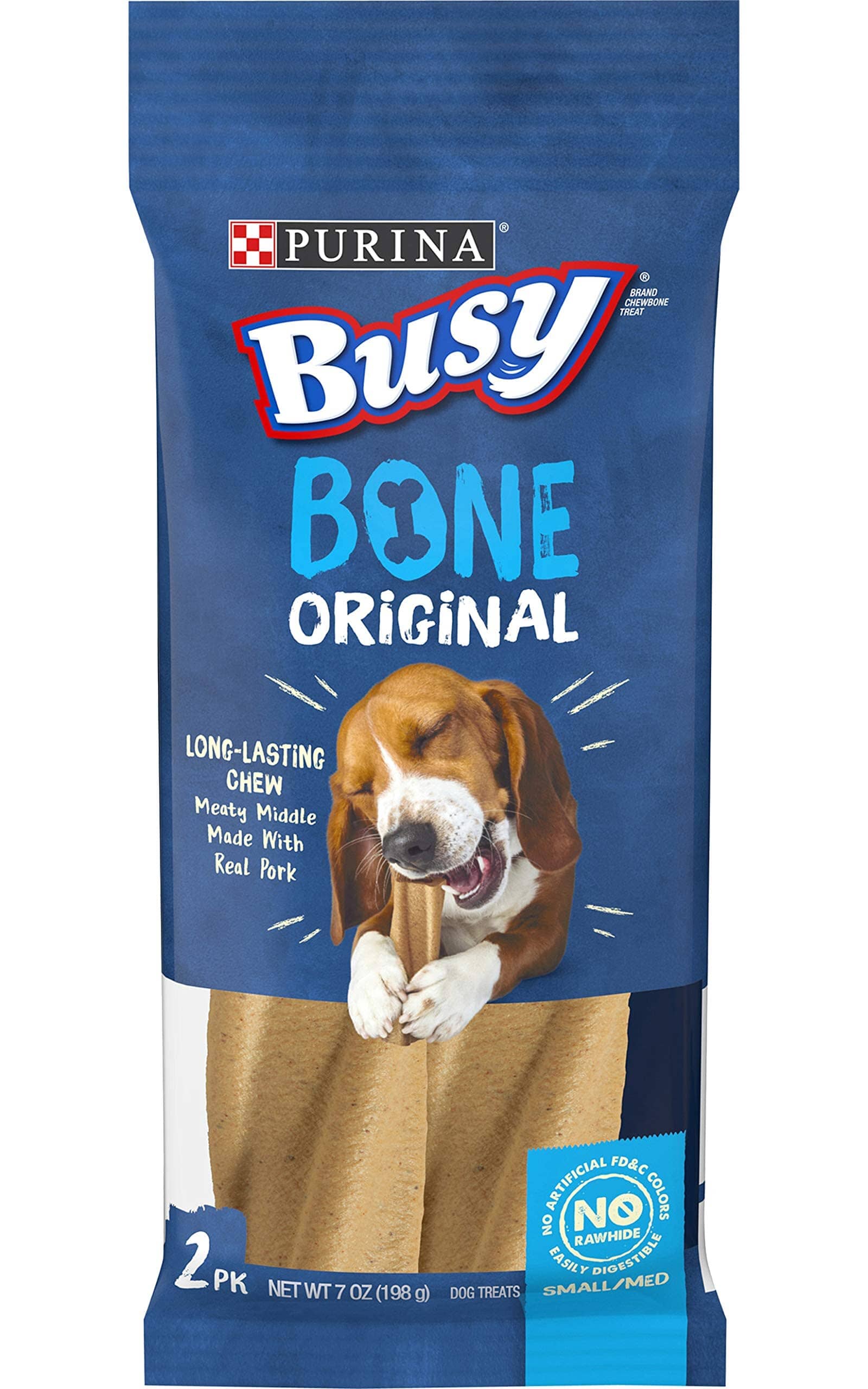 Purina Original Busy Bone with Real Meat Pork Hard Chews Dog Treats - Small/Medium - 7 Oz - Case of 6  