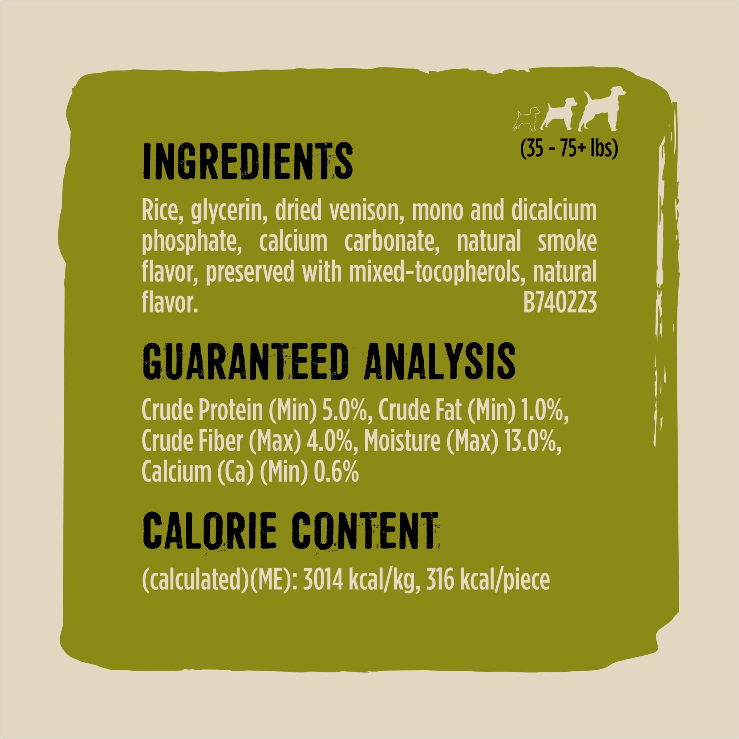 Purina Prime Bone Steak Venison Natural Hard Chews Dog Treats - Medium - 9.7 Oz - Case of 6  