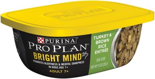 Purina Pro Plan Bright Mind Adult 7+ Turkey & Brown Rice Entree Dog Food Tray  