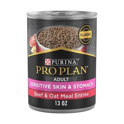 Purina Pro Plan Classic Sensitive Skin and Stomach Beef and Oatmeal Pate Adult Canned Dog Food - 13 Oz - Case of 12 Default Title
