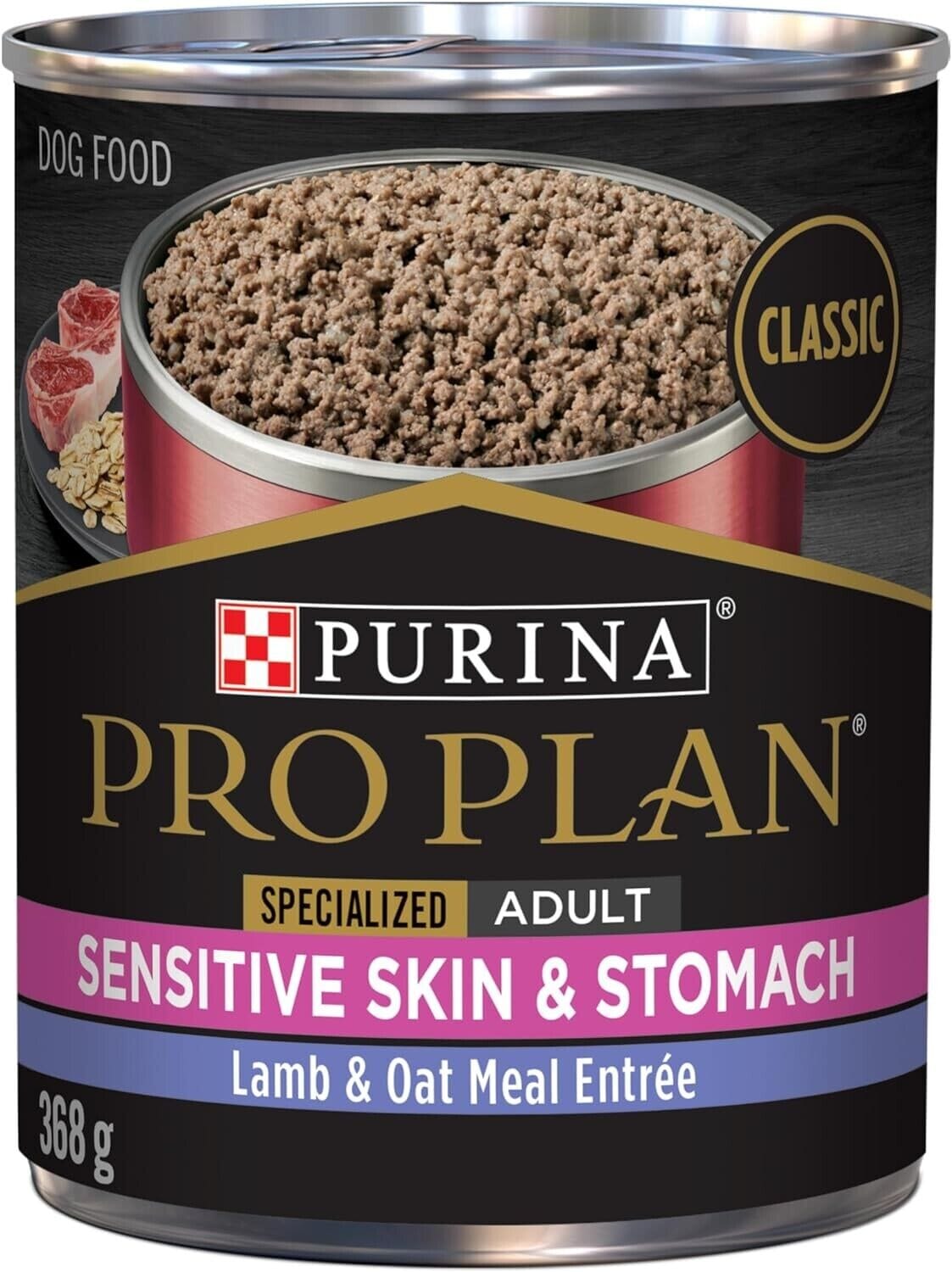 Purina Pro Plan Classic Sensitive Skin and Stomach Lamb and Oatmeal Pate Adult Canned Dog Food - 13 Oz - Case of 12 Default Title