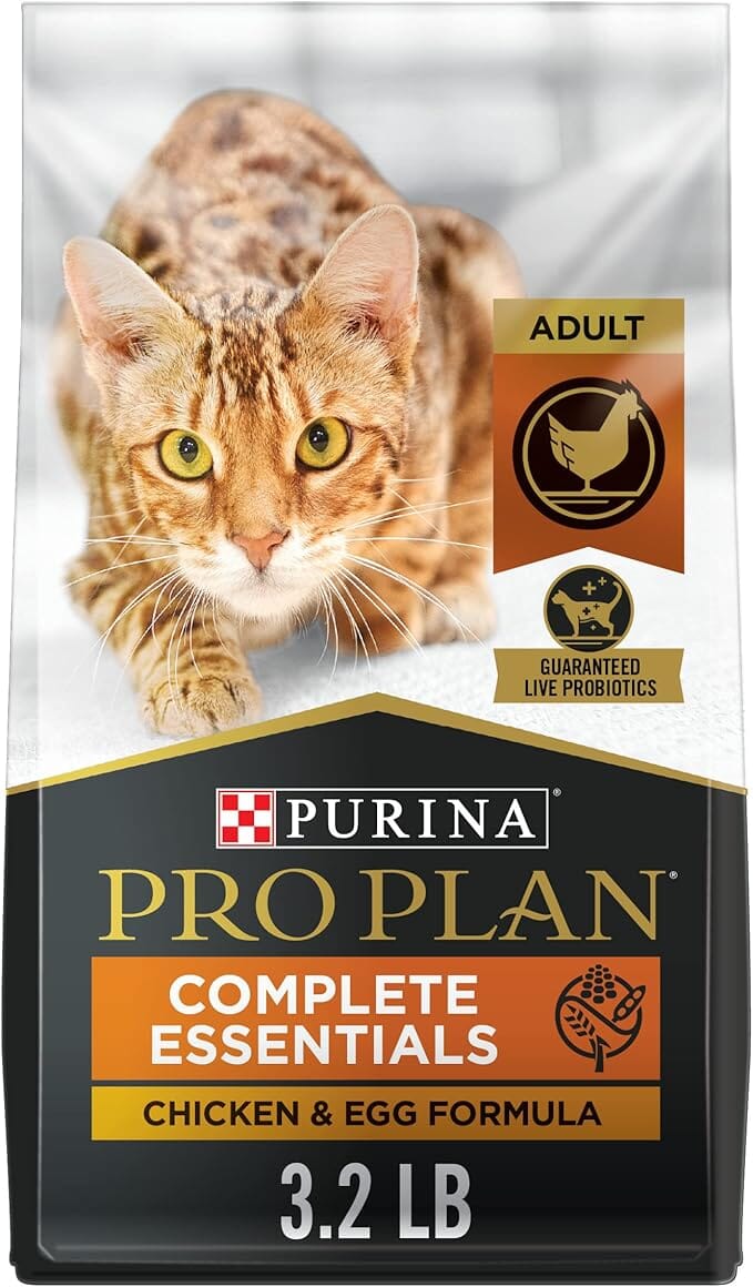 Purina Pro Plan Complete Essentials Grain-Free High-Protein Natural Chicken and Egg Adult Dry Cat Food - 3.2 Lbs - Case of 6
