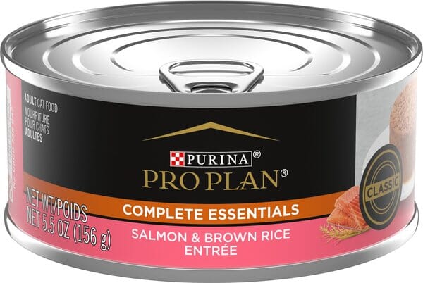 Purina Pro Plan Complete Essentials Salmon and Brown Rice Pate Entrée Canned Cat Food - 5.5 Oz - Case of 24