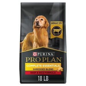 Purina Pro Plan Complete Essentials Shredded Blend Beef and Rice 7+ Senior Adult Small-Breed Dry Dog Food - 18 Lbs