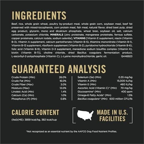 Purina Pro Plan Complete Essentials Shredded Blend Beef and Rice Adult Dry Dog Food - 15 Lbs