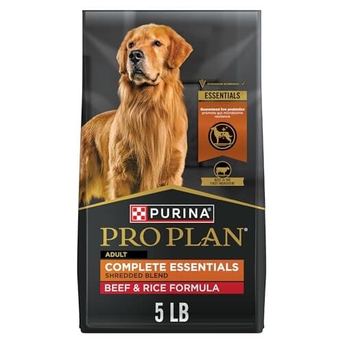 Purina Pro Plan Complete Essentials Shredded Blend Beef and Rice Adult Dry Dog Food - 5 Lbs - Case of 5 Default Title