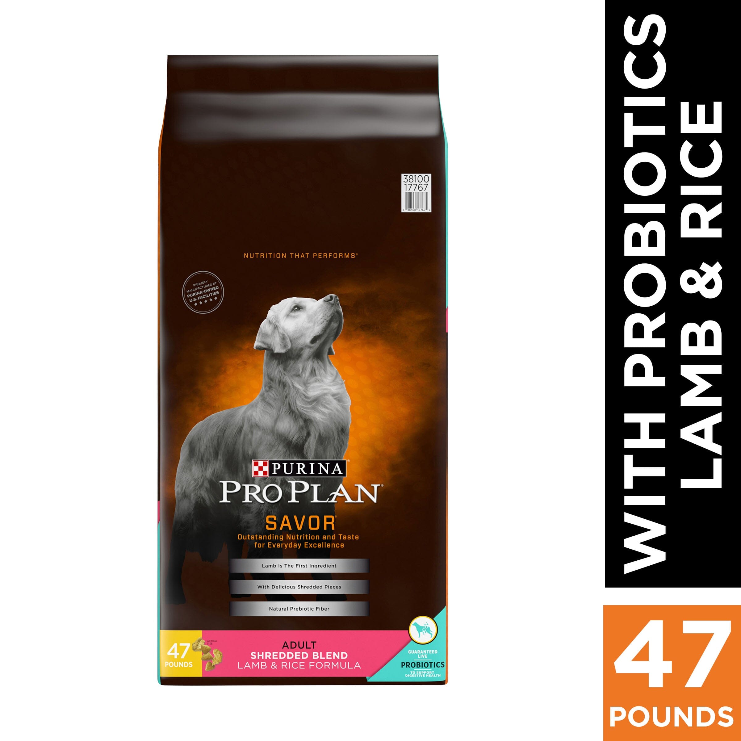 Purina Pro Plan Complete Essentials Shredded Blend High-Protein Lamb and Rice Adult Dry Dog Food 47 Pounds