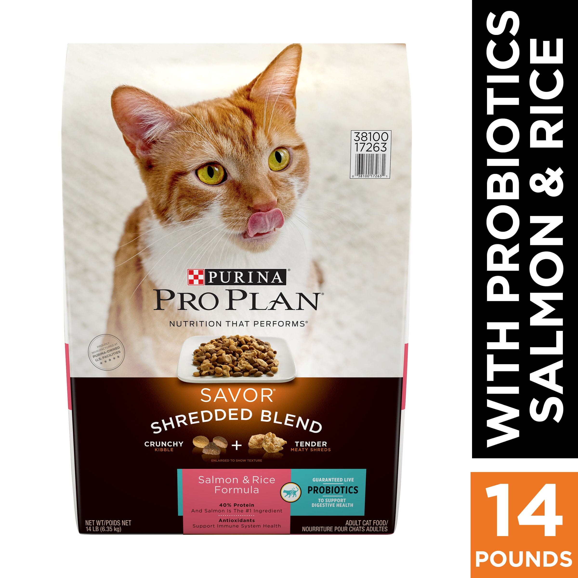 Purina Pro Plan Complete Essentials Shredded Blend High-Protein Salmon and Rice Adult Dry Cat Food - 14 Lbs Default Title