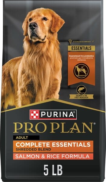 Purina Pro Plan Complete Essentials Shredded Blend Salmon and Rice Dry Dog Food - 5 Lbs - Case of 5