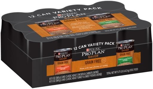 Purina Pro Plan Grain-Free Pate Savor Grain-Free Chicken & Turkey Entrees Wet Dog Food Variety Pack  