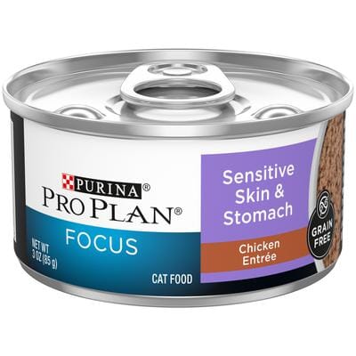 Purina Pro Plan Grain-Free Sensitive Skin and Stomach Chicken Pate Canned Cat Food - 3 Oz - Case of 24 Default Title