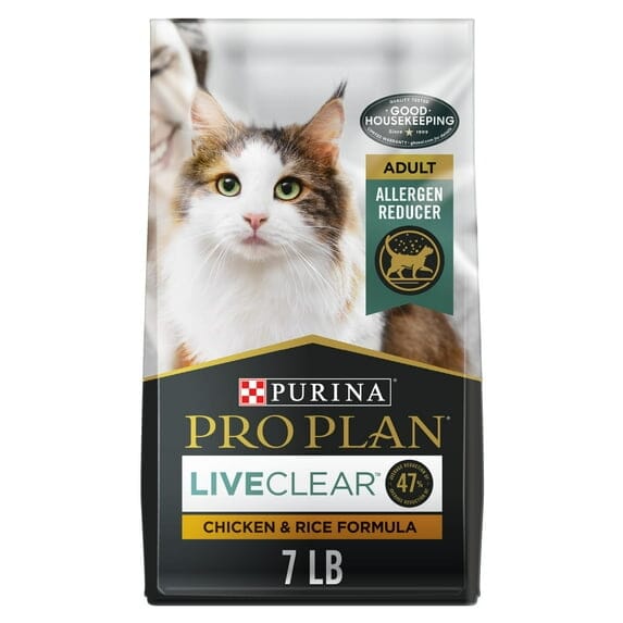 Purina Pro Plan LiveClear Allergen Reducing High-Protein Chicken and Rice Adult Dry Cat Food 7 Pounds