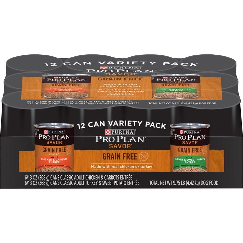 Purina Pro Plan Savor Grain-Free Classic Entrees Adult Wet Dog Food Variety Pack  