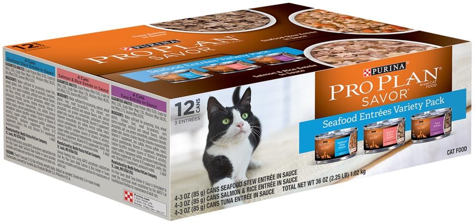 Purina Pro Plan Savor Seafood Entrees Variety Pack Adult Canned Cat Food  