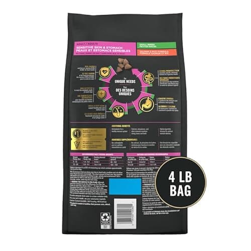 Purina Pro Plan Sensitive Skin and Stomach Salmon and Rice Small-Breed Adult Dry Dog Food - 4 Lbs - Case of 6