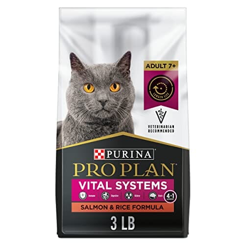 Purina Pro Plan Vital Systems 4-in-1 Support Salmon and Rice 7+ Senior Adult Dry Cat Food 3 Lbs - Case of 6
